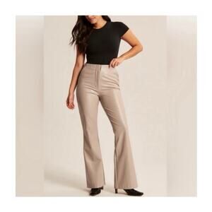 Abercrombie & Fitch Curve Love Tall Vegan Leather Slim Flare Pant
